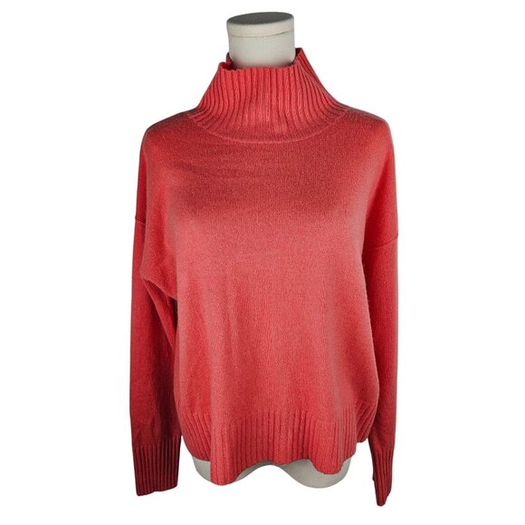 Free People Poppy Cashmere Turtleneck Sweater XS Geranium Ribbed Mock Neck - Picture 3 of 12